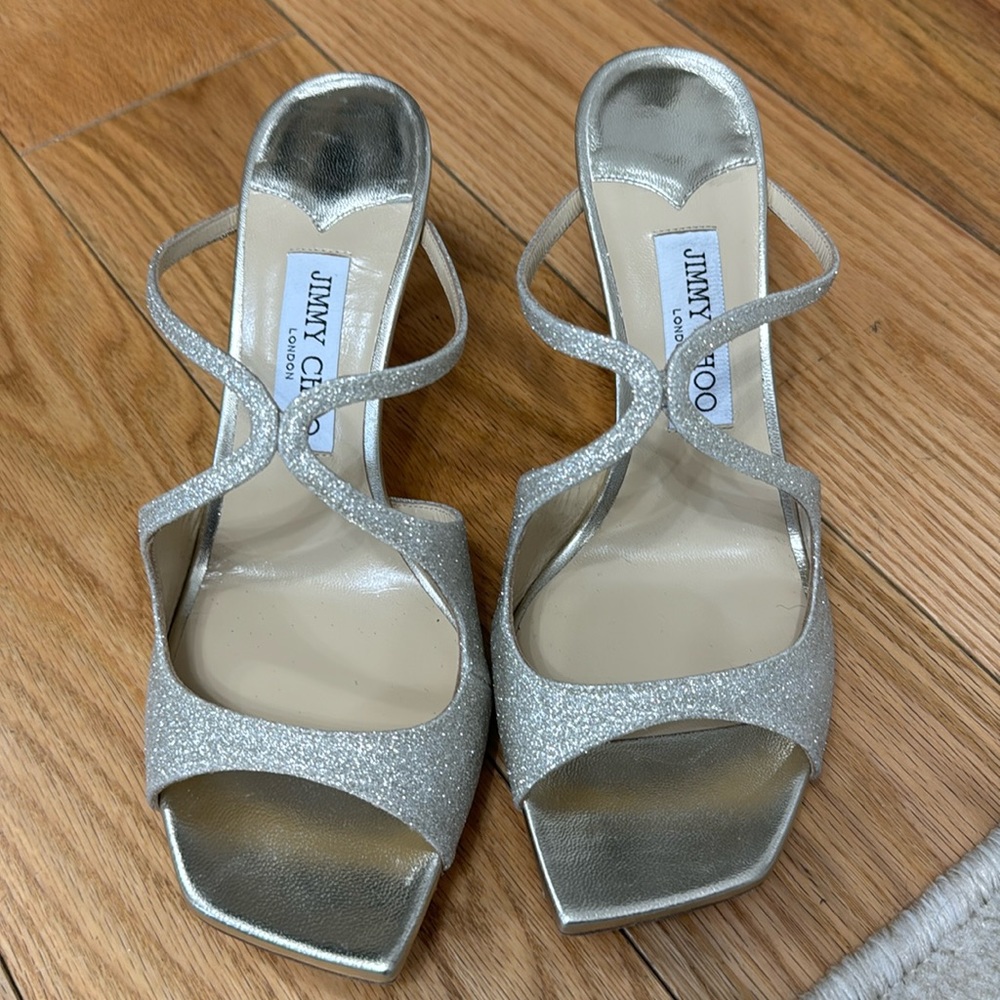 NIB JIMMY CHOO Anise Glitter Slide Sandals